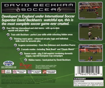 David Beckham Soccer (EU) box cover back